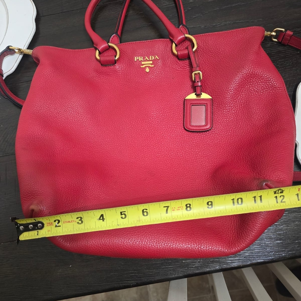 Prada Red Leather Satchel with Gold Details - Picture 5 of 11